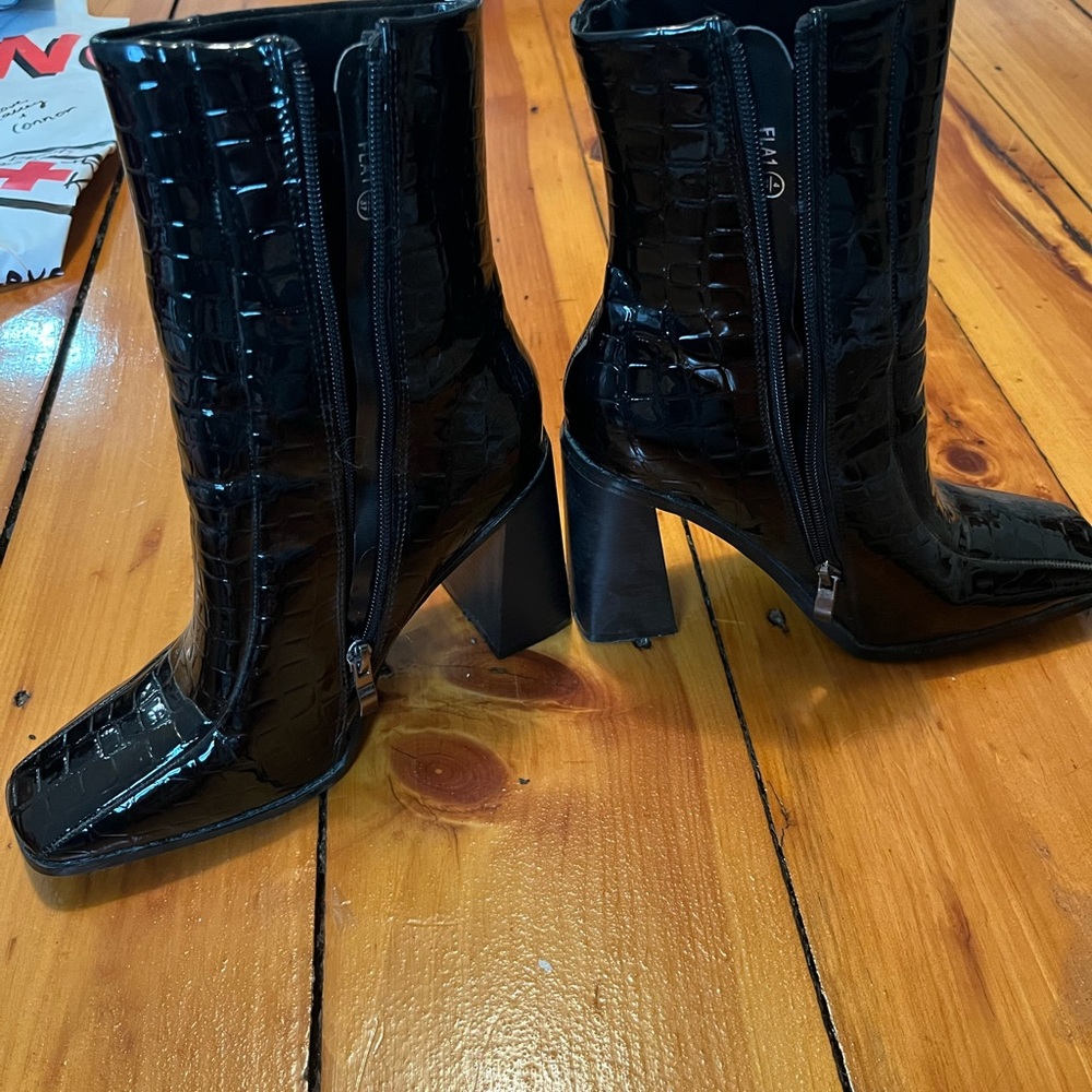 Nasty Gal brand new croc leather boots